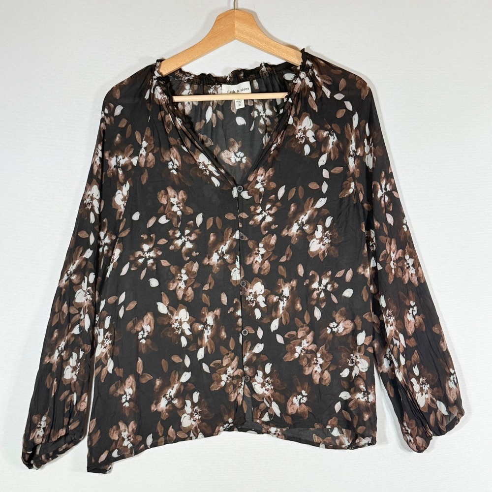 Cloth & Stone Womens Medium Blouse Top Floral Earthy Forest Gothic Grunge Goblin